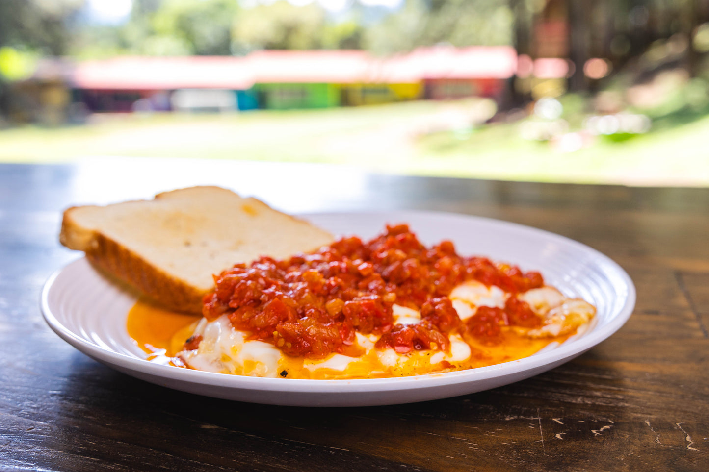 Huevos a la ranchera con fruta